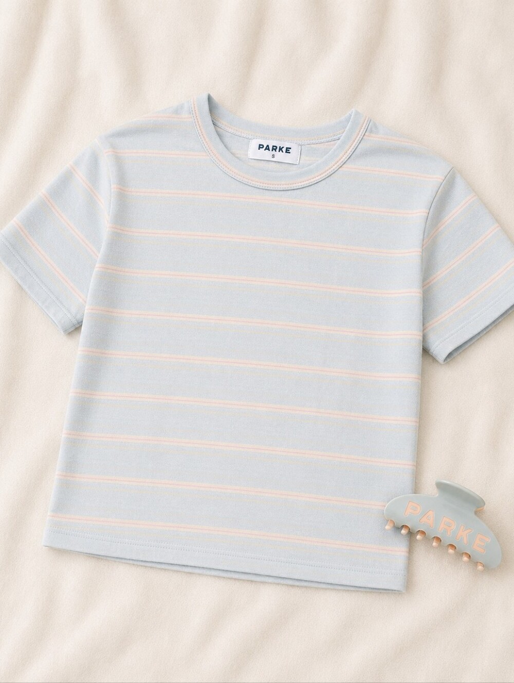 PARKE SOLD OUT Pastel Wish Stripe Tee + Sprinkle Claw Clip Bundle 💕🩵
